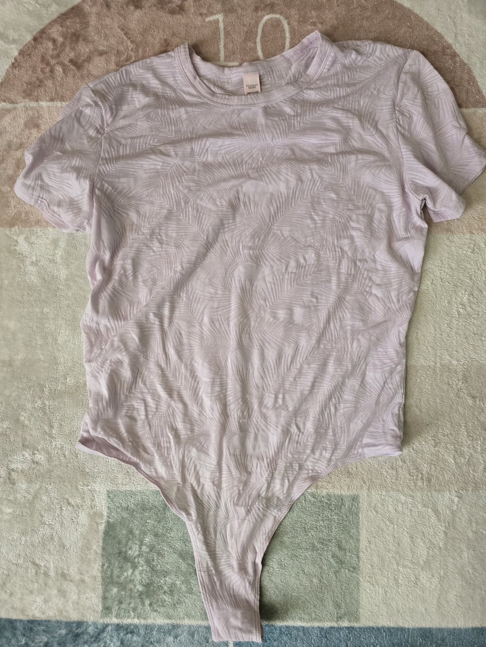 Victoria's Secret Light Lavender Palm-Print Short Sleeve Bodysuit